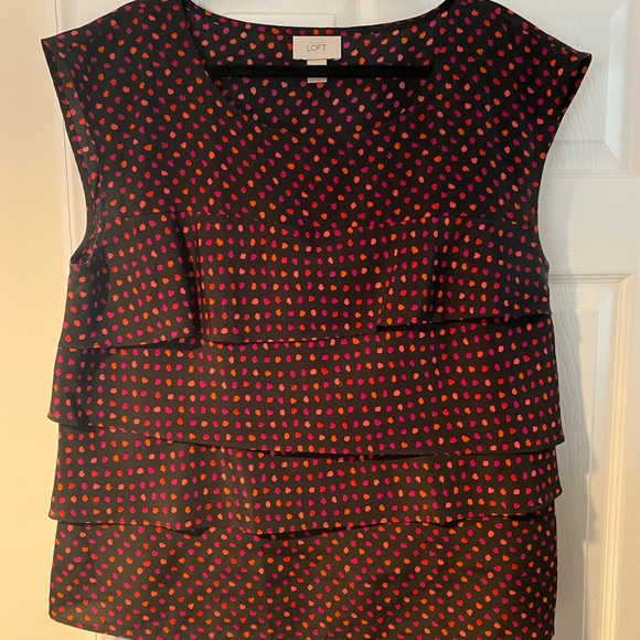 Annie Taylor Loft sleeveless tiered polkadot blouse. - Picture 1 of 3
